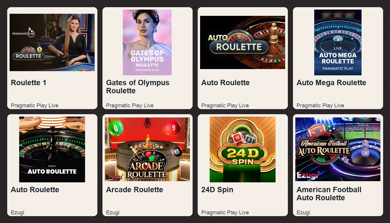 Copertine di roulette e giochi live Fonbet